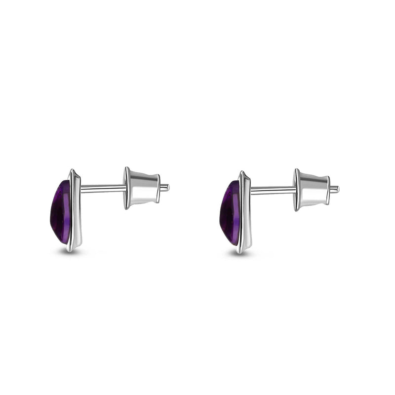 Sterling Silver Amethyst Peardrop Stud Earrings