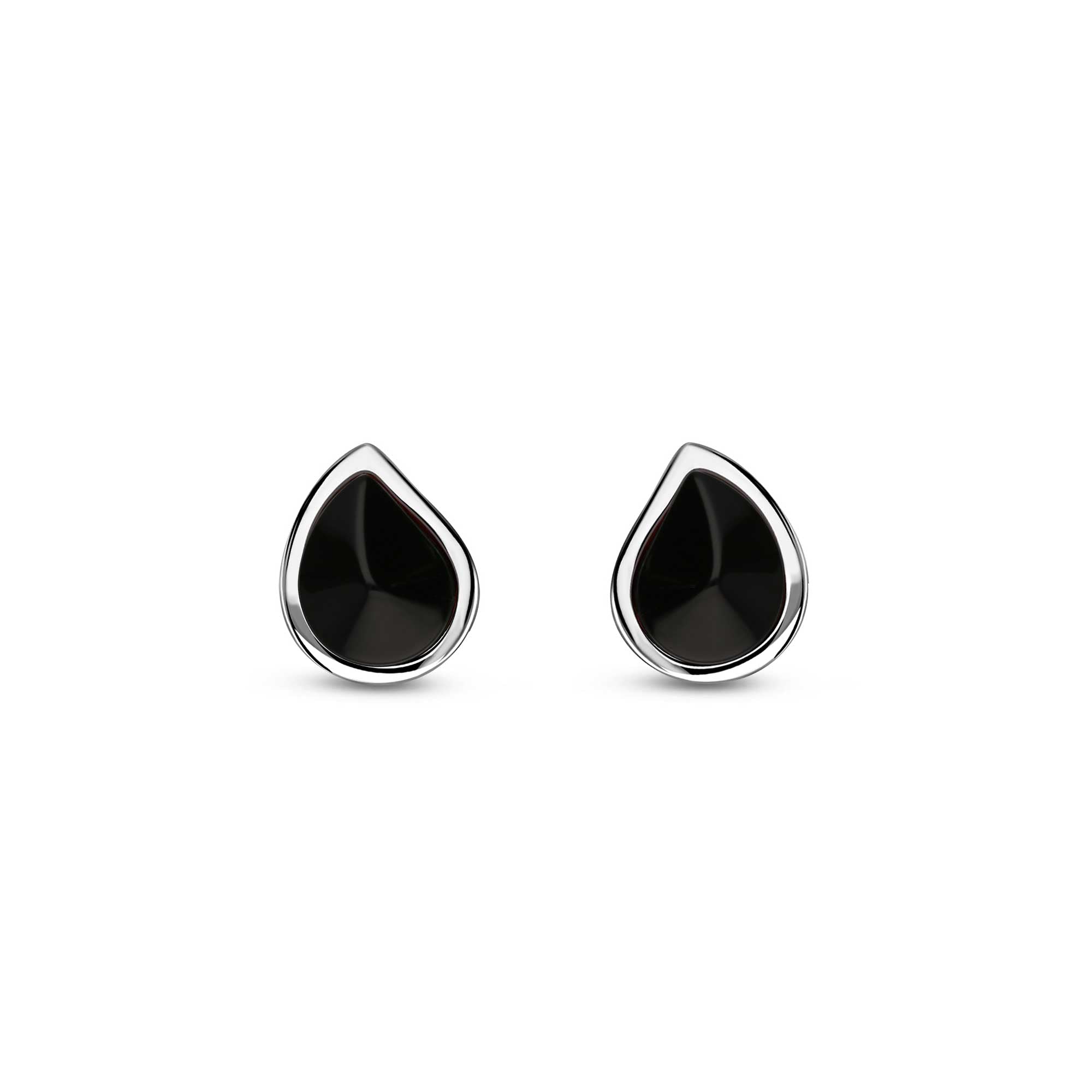 Sterling Silver Whitby Jet Peardrop Stud Earrings