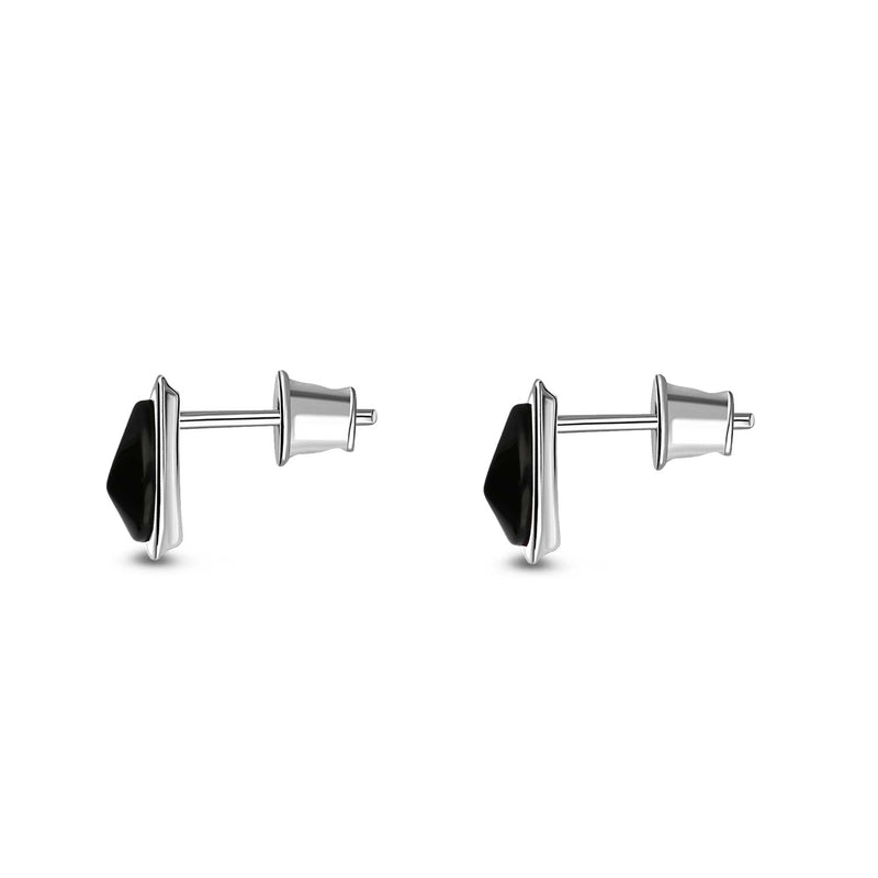 Sterling Silver Whitby Jet Peardrop Stud Earrings