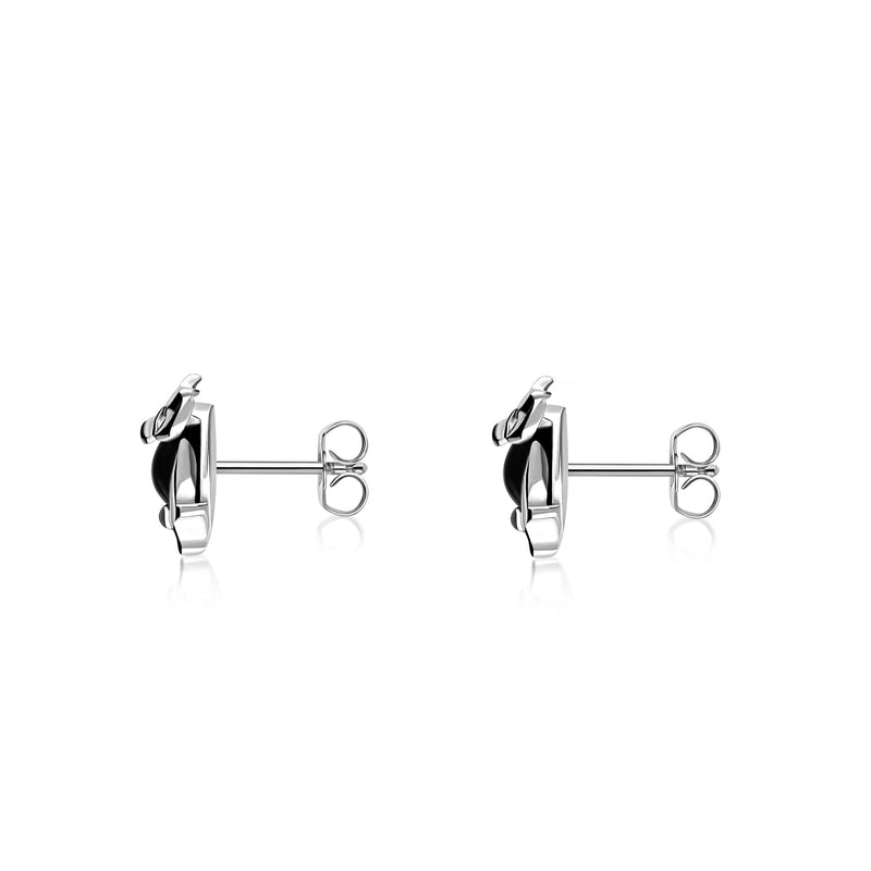 Sterling Silver Whitby Jet Owl Stud Earrings
