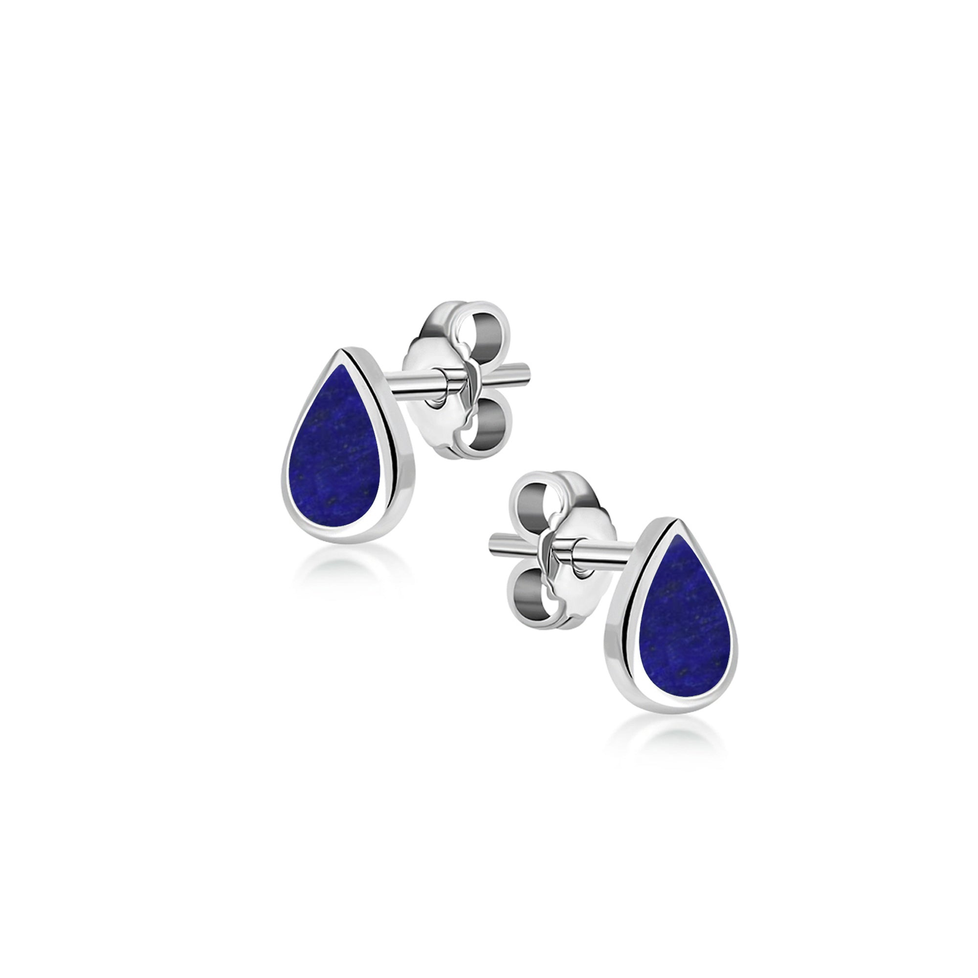 Sterling Silver Lapis Lazuli Small Teardrop Stud Earrings