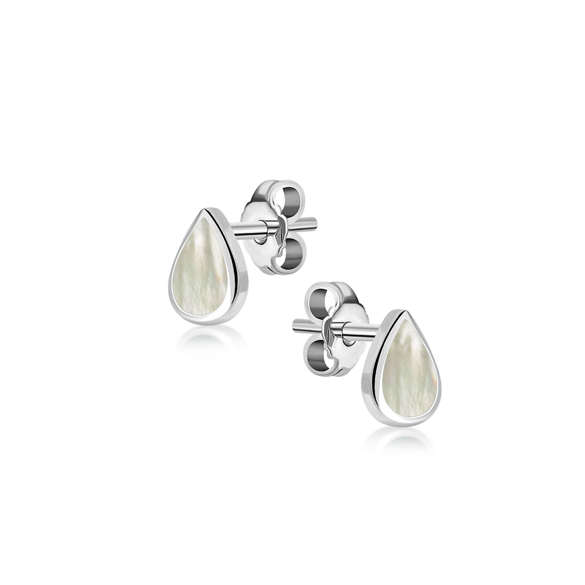 Sterling Silver Mother of Pearl Small Teardrop Stud Earrings