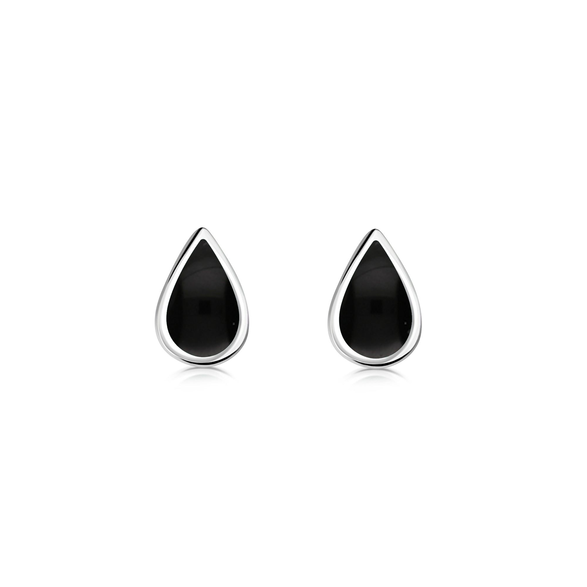 Sterling Silver Whitby Jet Small Teardrop Stud Earrings