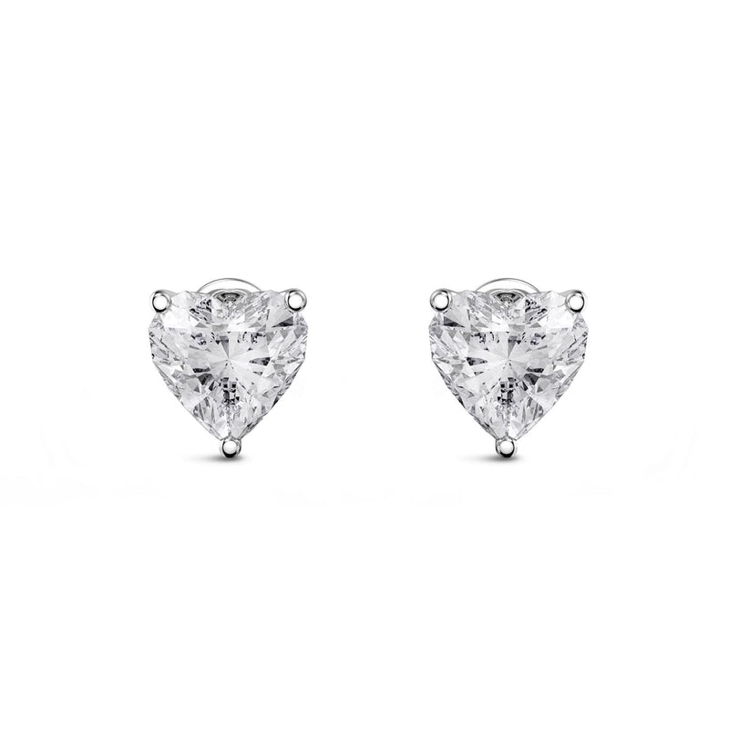 Sterling Silver CZ Heart Stud Earrings