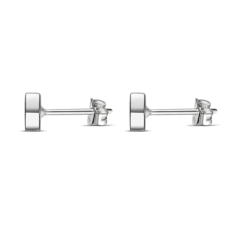 Sterling Silver Mother of Pearl Hexagon Stud Earrings