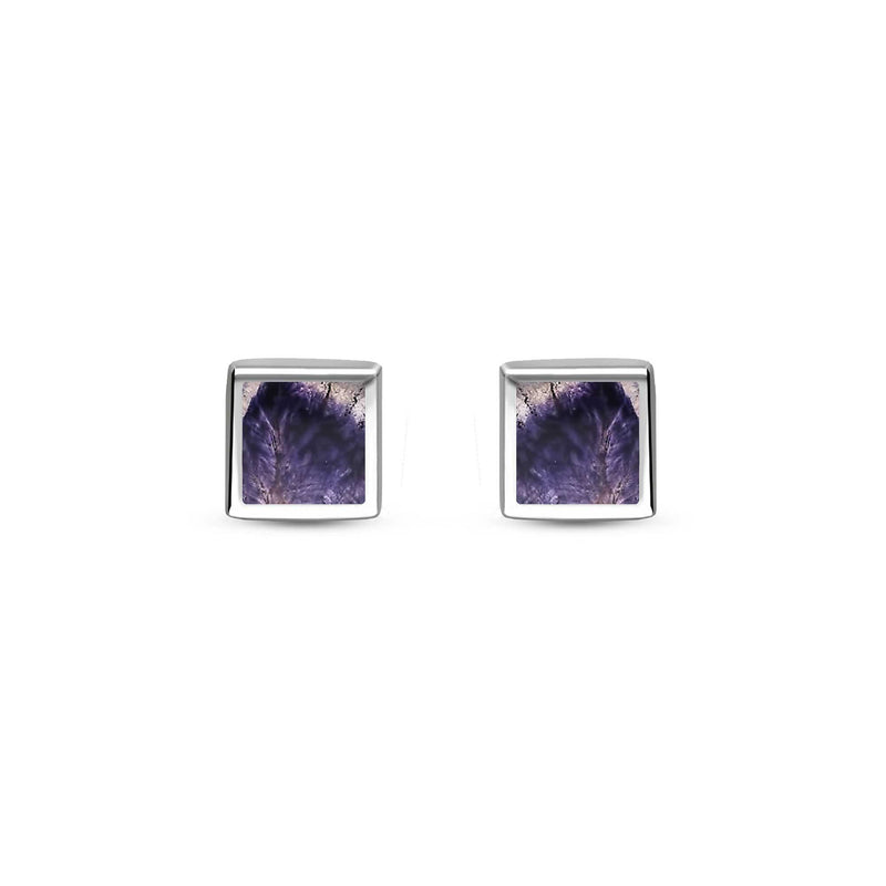 Sterling Silver Blue John Square Stud Earrings