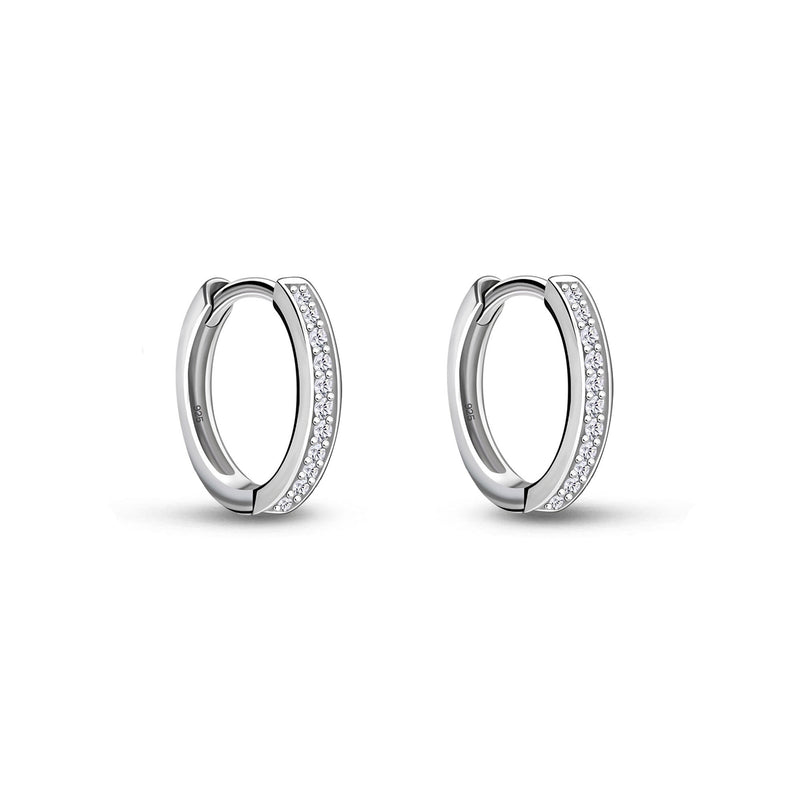 Sterling Silver Small CZ Huggie Hoop Earrings
