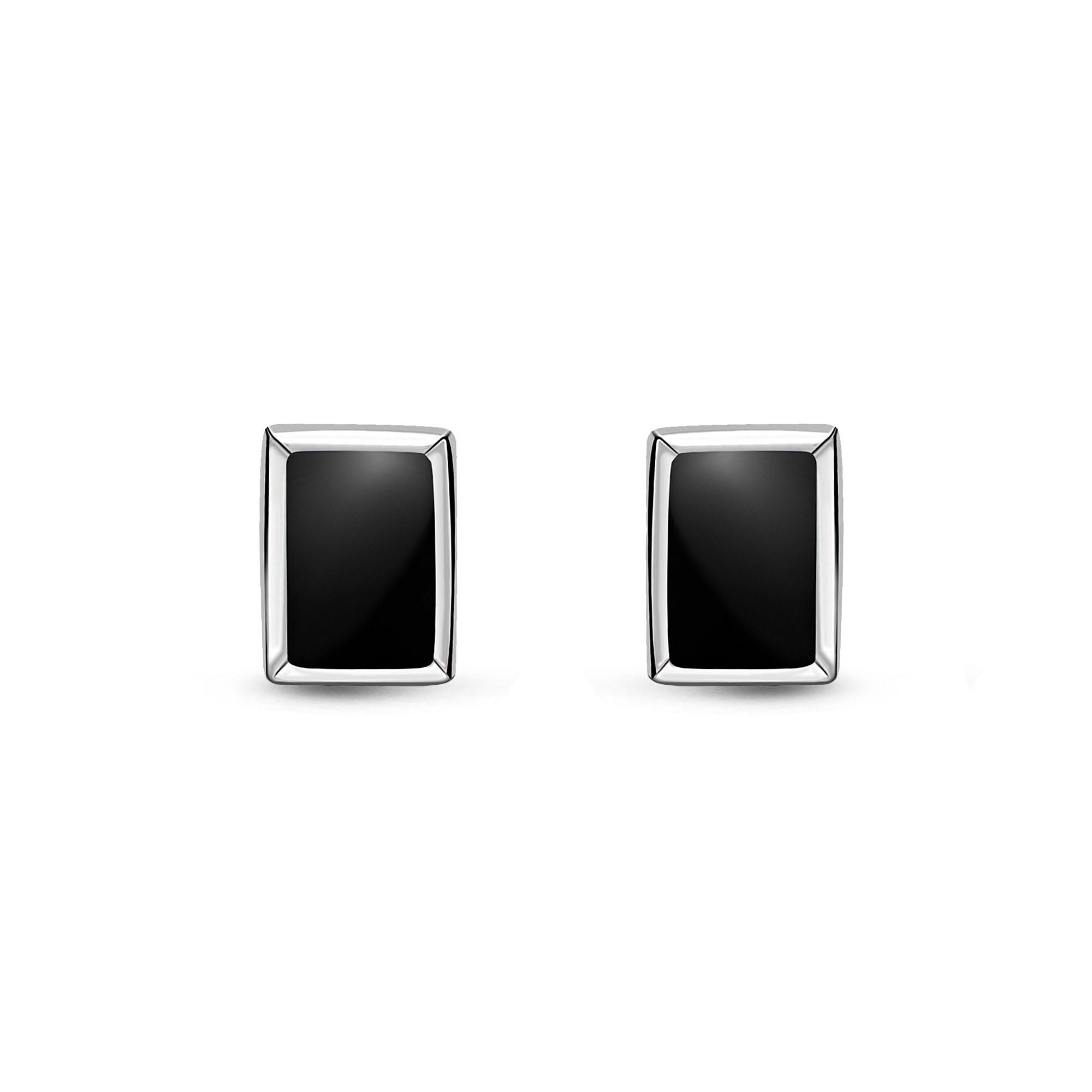 Sterling Silver Whitby Jet Octagonal Stud Earrings