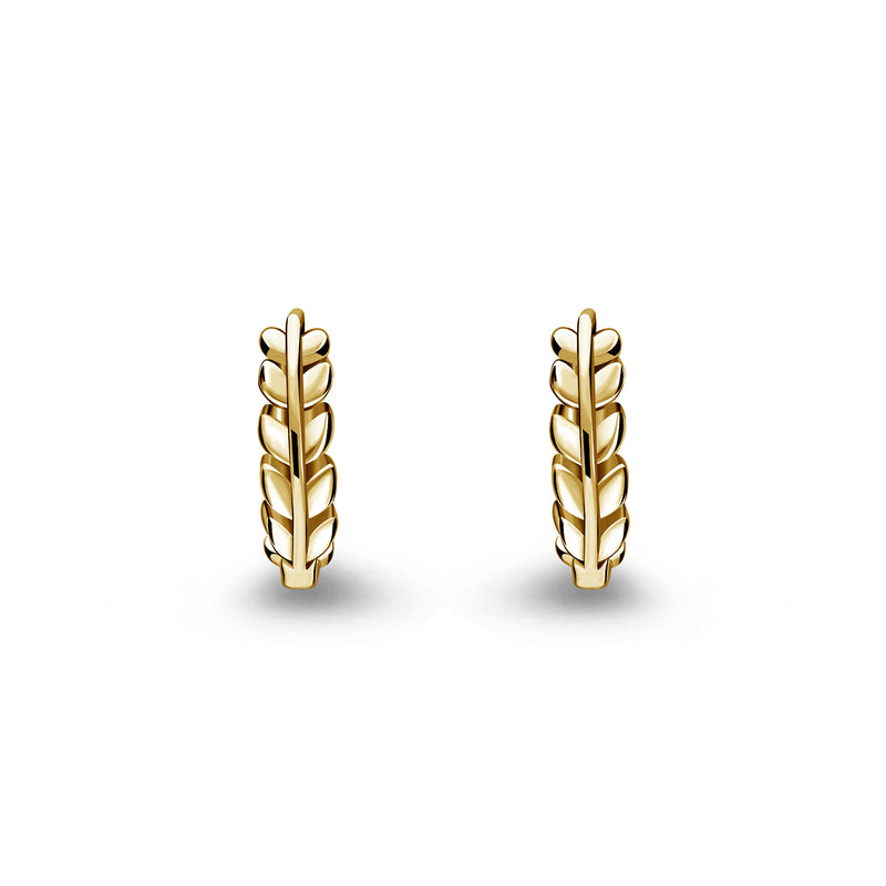 Gold Vermeil Mini Huggie Leaf Hoop Earrings