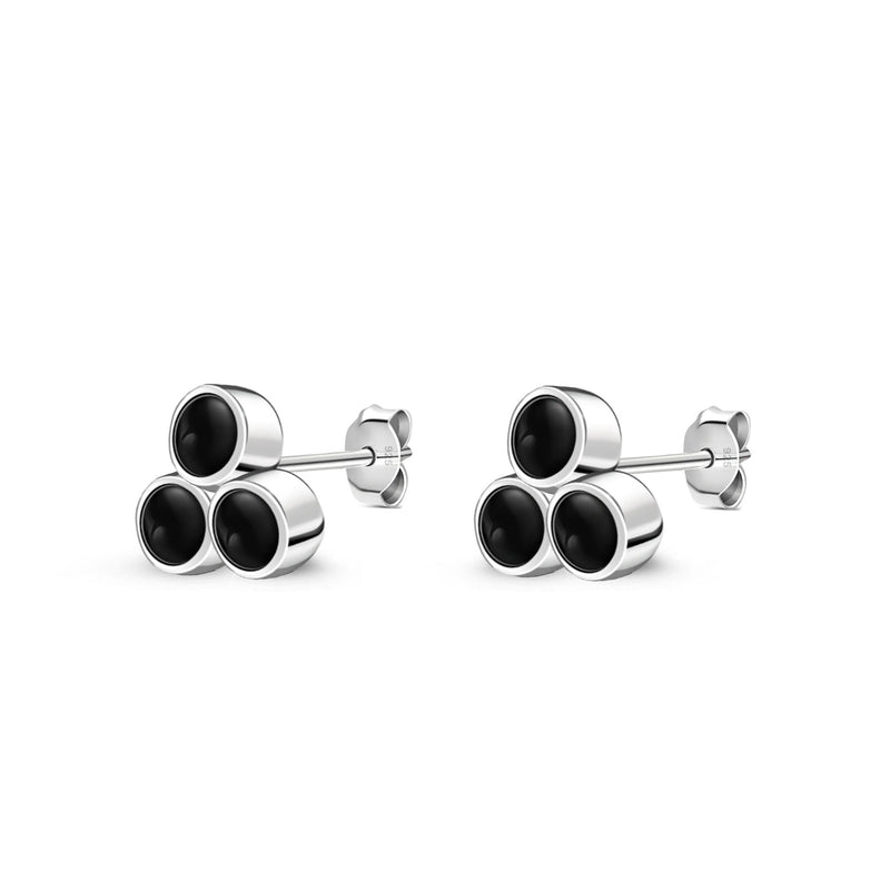 Sterling Silver Whitby Jet Bubble Cluster Stud Earrings