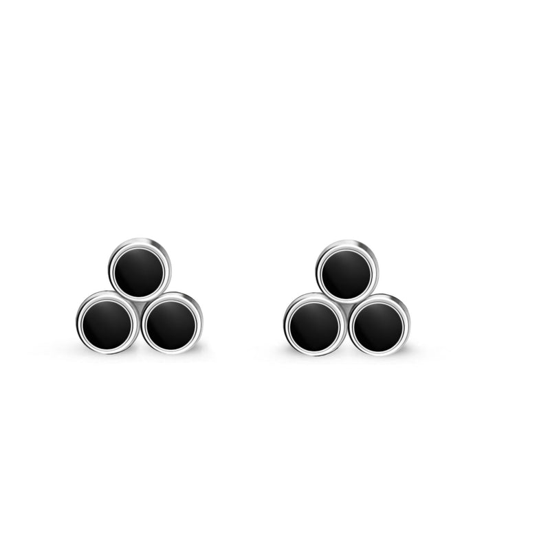 Sterling Silver Whitby Jet Bubble Cluster Stud Earrings