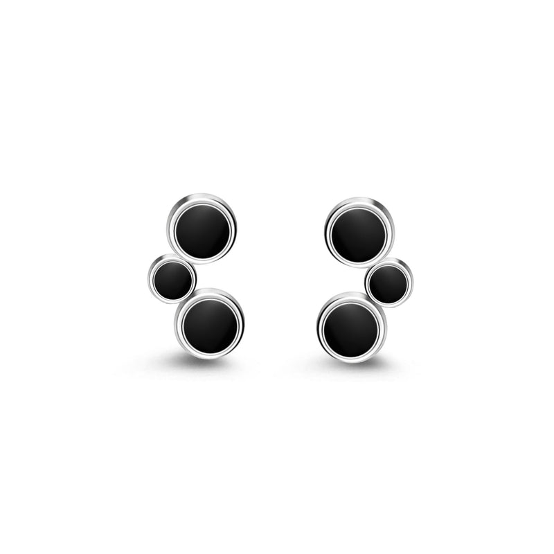 Sterling Silver Whitby Jet Bubble Stud Earrings