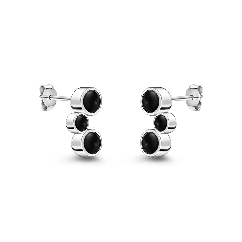 Sterling Silver Whitby Jet Bubble Stud Earrings