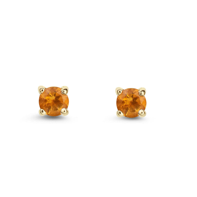 9ct Yellow Gold Citrine 3mm Round 4-Claw Stud Earrings