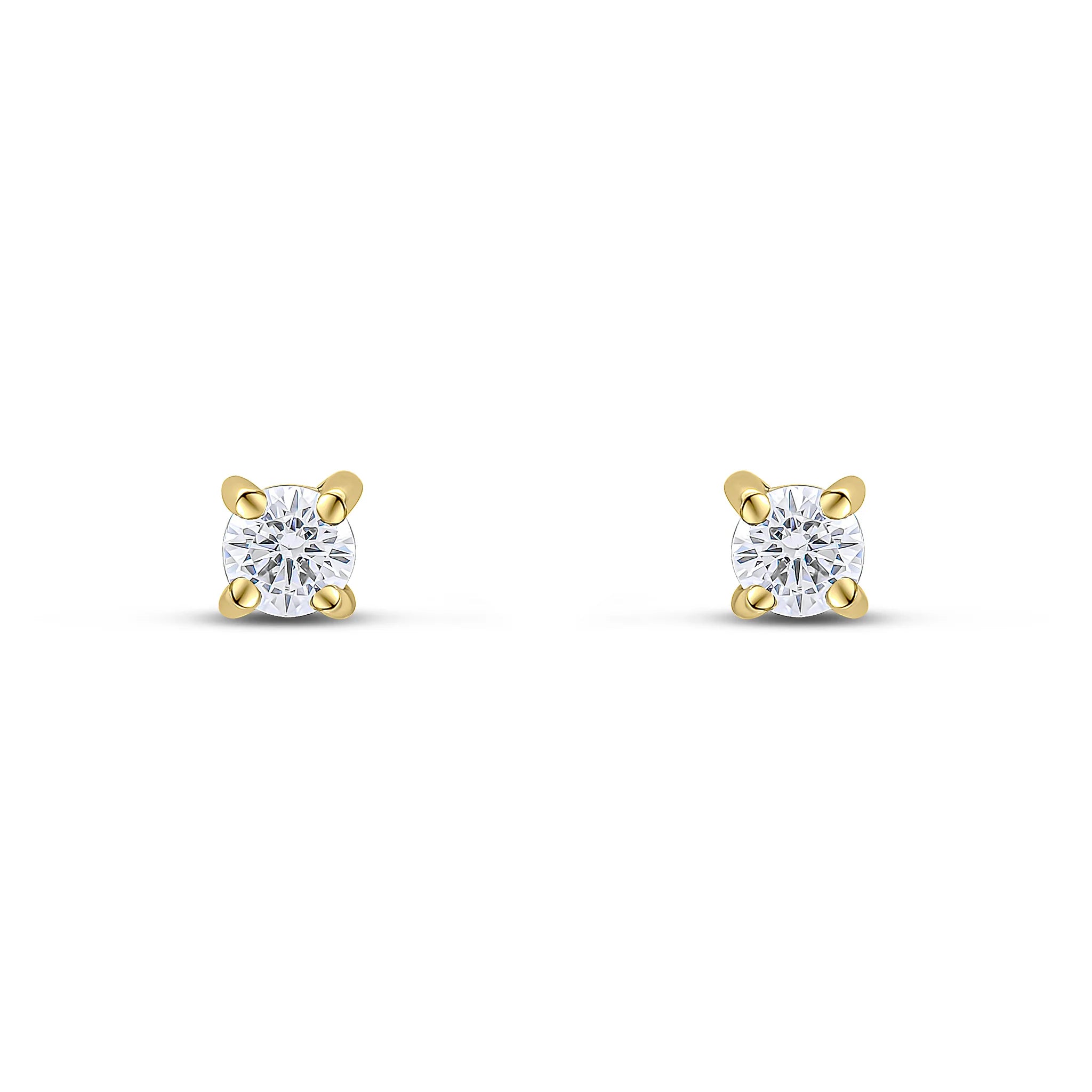 9ct Yellow Gold Cubic Zirconia 3mm Round 4-Claw Stud Earrings