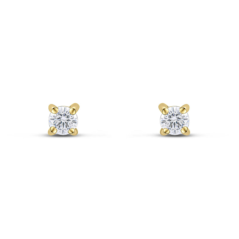 9ct Yellow Gold Cubic Zirconia 3mm Round 4-Claw Stud Earrings
