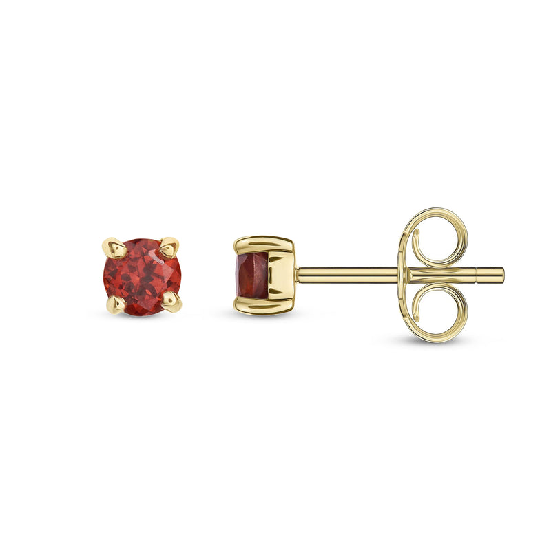 9ct Yellow Gold Garnet 3mm Round 4-Claw Stud Earrings