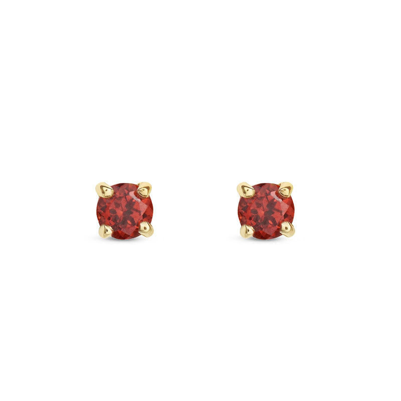 9ct Yellow Gold Garnet 3mm Round 4-Claw Stud Earrings