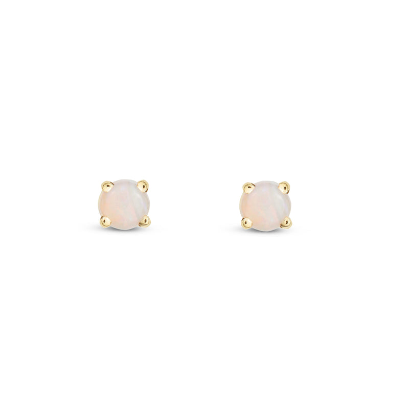9ct Yellow Gold Opal 3mm Round 4-Claw Stud Earrings