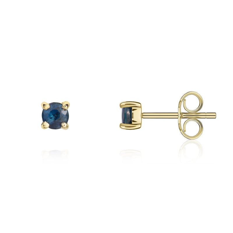 9ct Yellow Gold Sapphire 3mm Round 4-Claw Stud Earrings