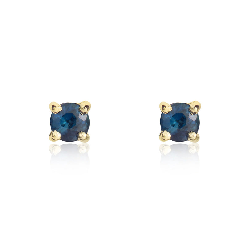 9ct Yellow Gold Sapphire 3mm Round 4-Claw Stud Earrings
