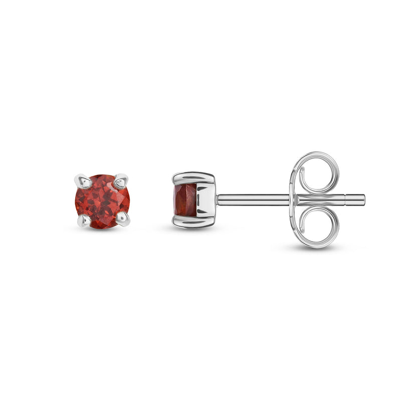 9ct White Gold Garnet 3mm Round 4-Claw Stud Earrings
