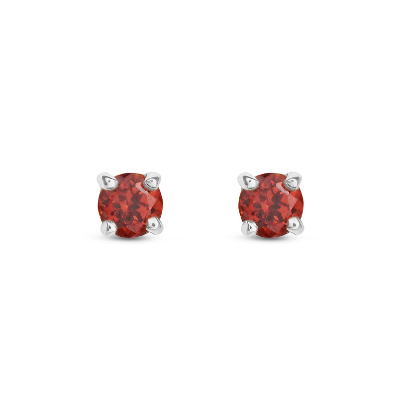 9ct White Gold Garnet 3mm Round 4-Claw Stud Earrings