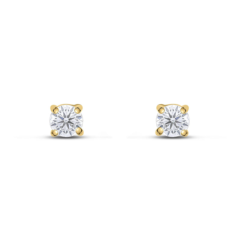 9ct Yellow Gold Cubic Zirconia 4mm Round 4-Claw Stud Earrings