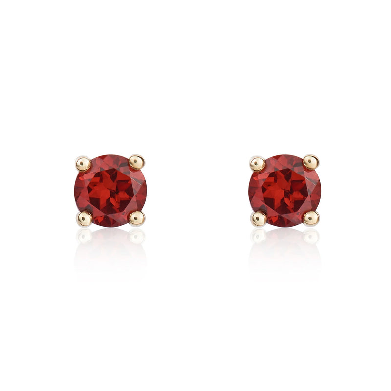 9ct Yellow Gold Garnet 4mm Round 4-Claw Stud Earrings