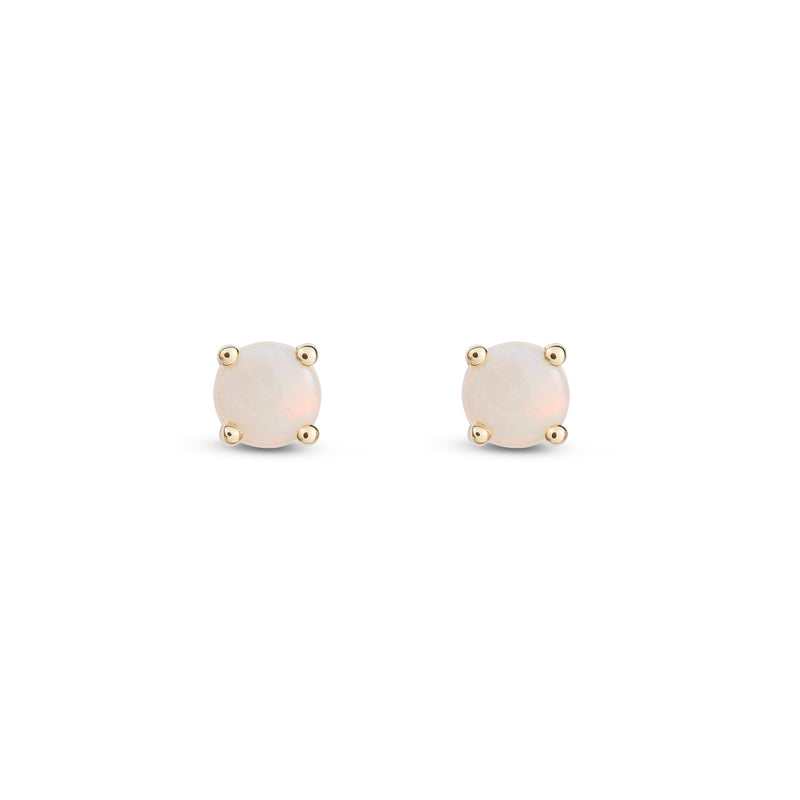 9ct Yellow Gold Opal 4mm Round 4-Claw Stud Earrings