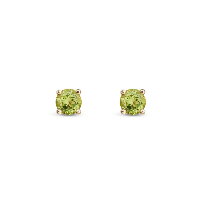9ct Yellow Gold Peridot 4mm Round 4-Claw Stud Earrings