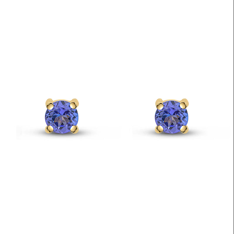 9ct Yellow Gold Tanzanite 4mm Round 4-Claw Stud Earrings
