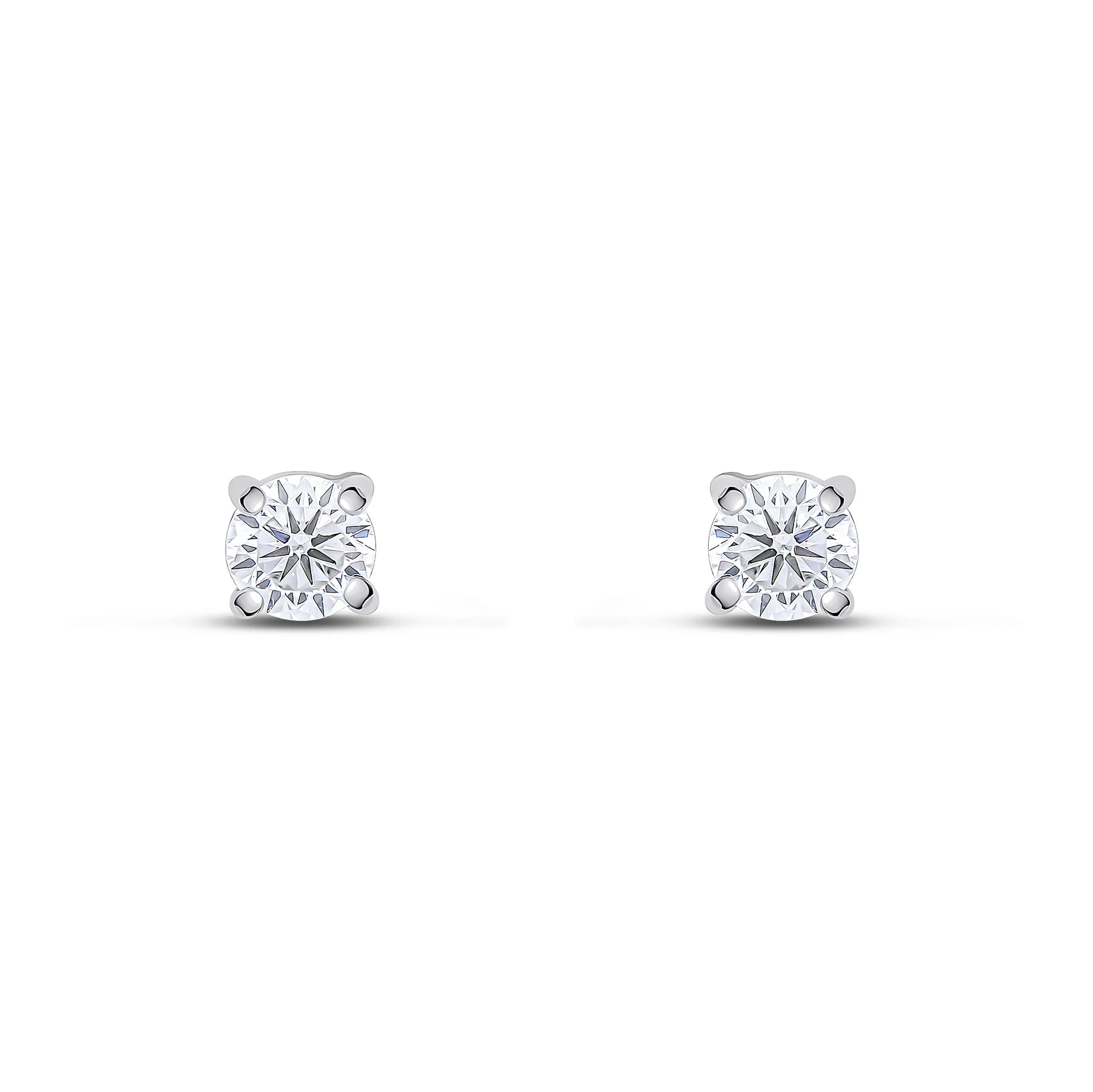 9ct White Gold Cubic Zirconia 4mm Round 4-Claw Stud Earrings