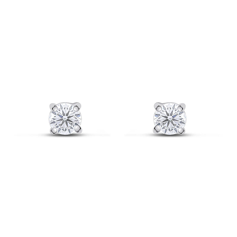 9ct White Gold Cubic Zirconia 4mm Round 4-Claw Stud Earrings