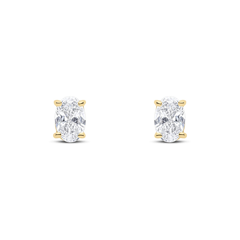 9ct Yellow Gold Cubic Zirconia Oval 4-Claw Stud Earrings 6x4mm