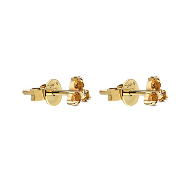 9ct Yellow Gold Triangle Citrine & Diamond Stud Earrings
