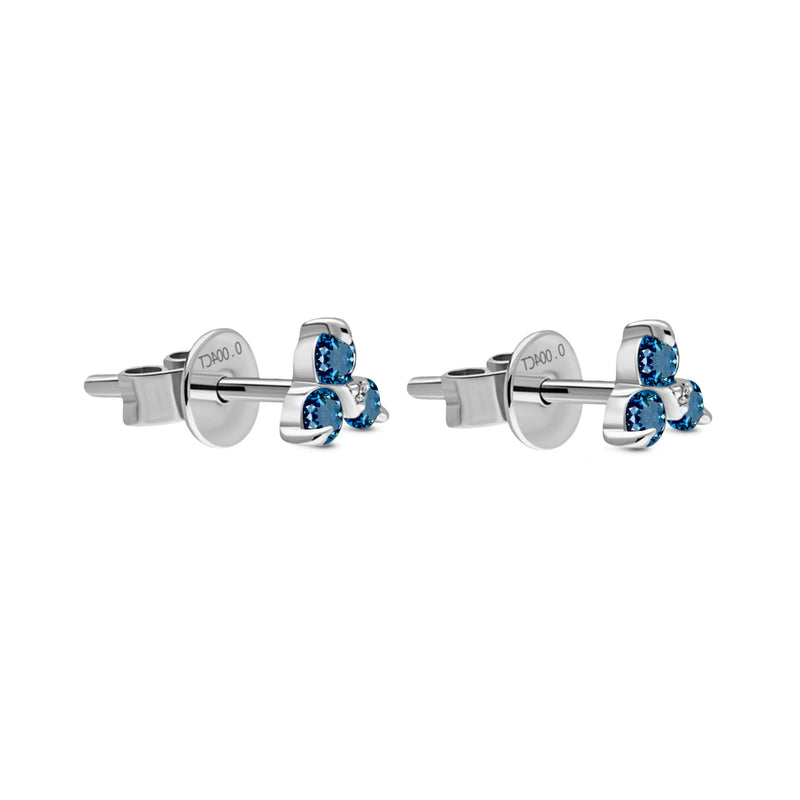 9ct White Gold Triangle London Blue Topaz & Diamond Stud Earrings