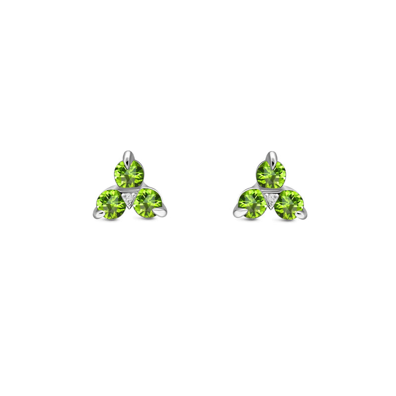 9ct White Gold Triangle Peridot & Diamond Stud Earrings