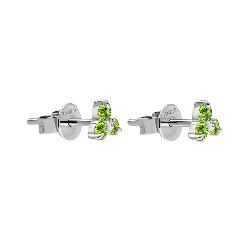 9ct White Gold Triangle Peridot & Diamond Stud Earrings
