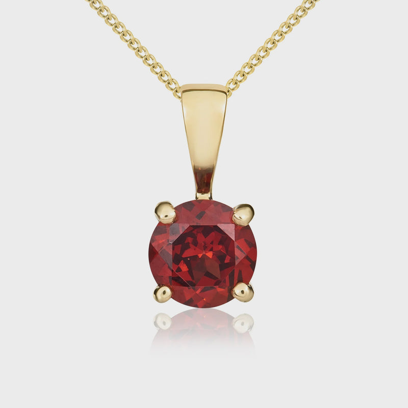 9ct Yellow Gold Garnet 5mm Round 4-Claw Pendant 0.58ct