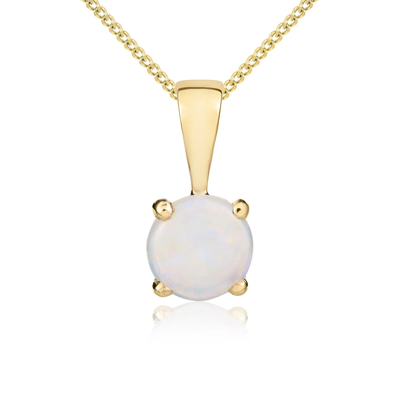 9ct Yellow Gold Opal 5mm Round 4-Claw Pendant 0.31ct