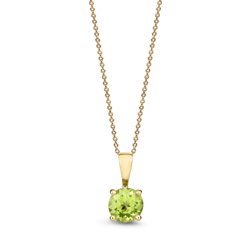 9ct Yellow Gold Peridot 5mm Round 4-Claw Pendant 0.58ct