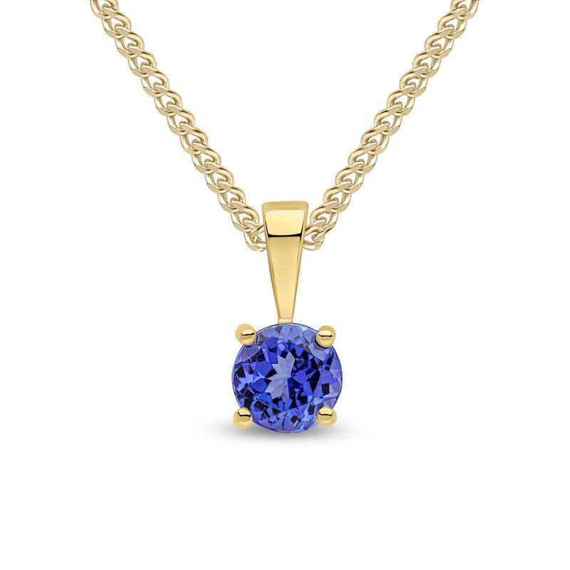 9ct Yellow Gold Tanzanite 5mm Round 4-Claw Pendant 0.58ct