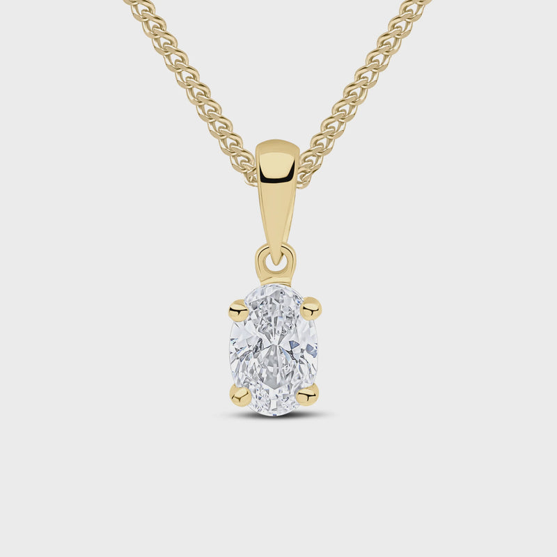 9ct Yellow Gold Cubic Zirconia 6x4mm Oval 4-Claw Pendant 0.63ct