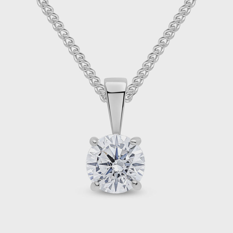 9ct White Gold Cubic Zirconia 6mm Round 4-Claw Pendant 1.4ct