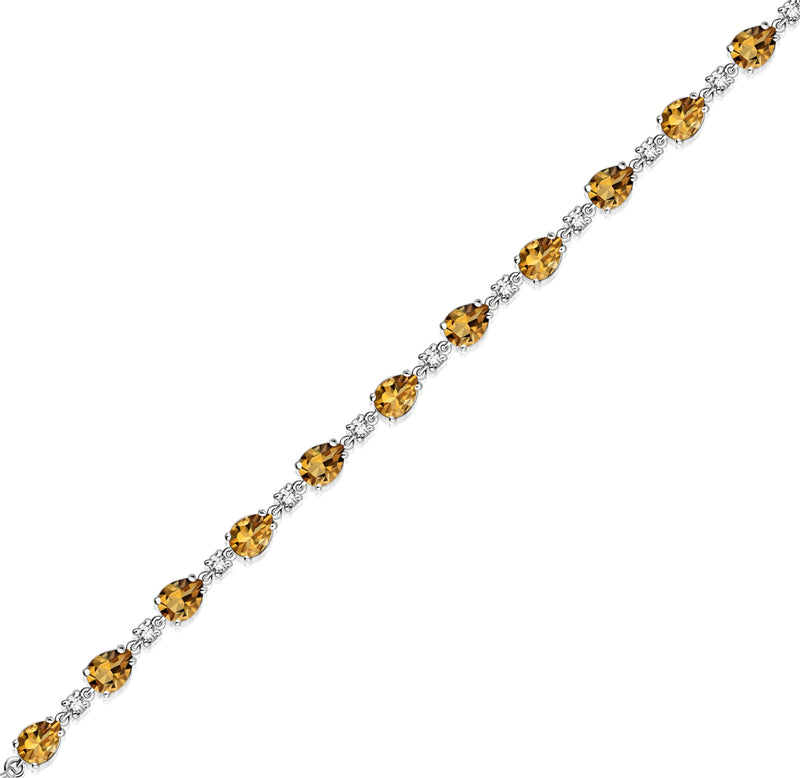 Sterling Silver Citrine & CZ Pear Multi-Stone Bracelet