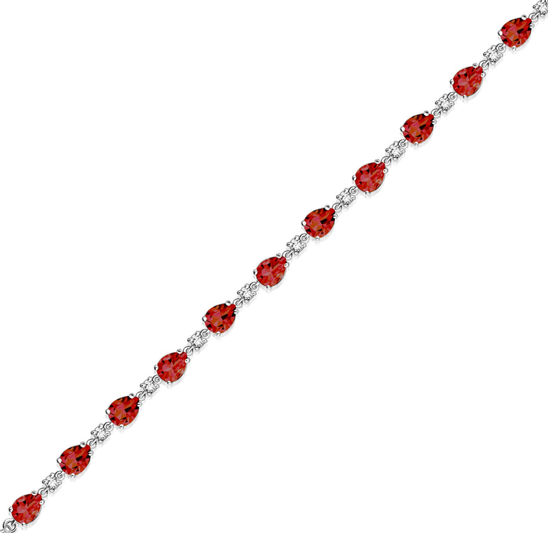 Sterling Silver Garnet & CZ Pear Multi-Stone Bracelet