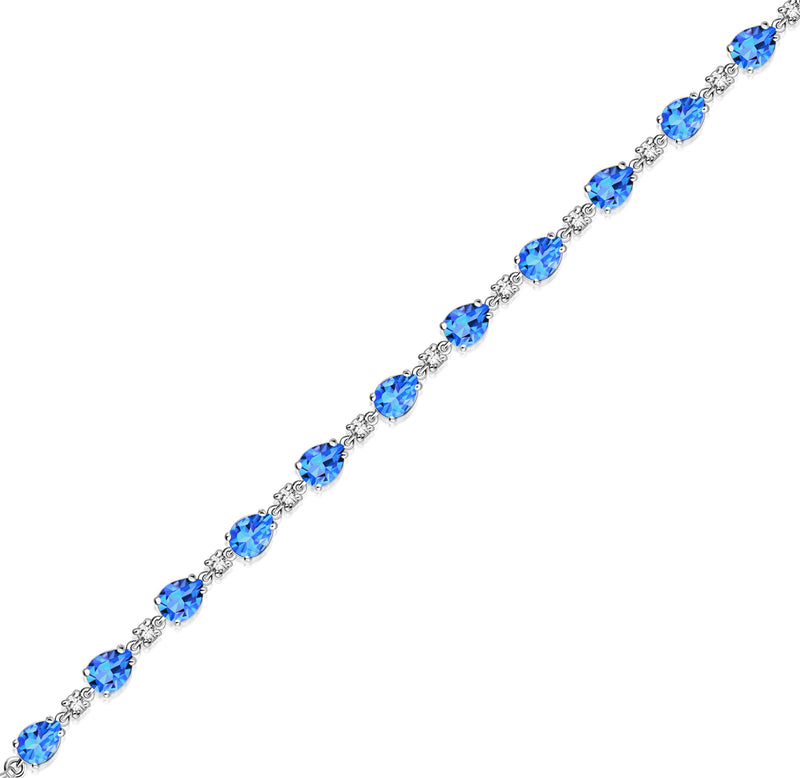 Sterling Silver London Blue Topaz Pear Multi-Stone Bracelet