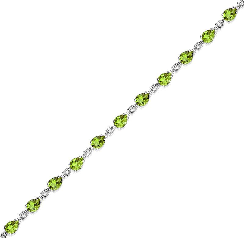 Sterling Silver Peridot & CZ Pear Multi-Stone Bracelet