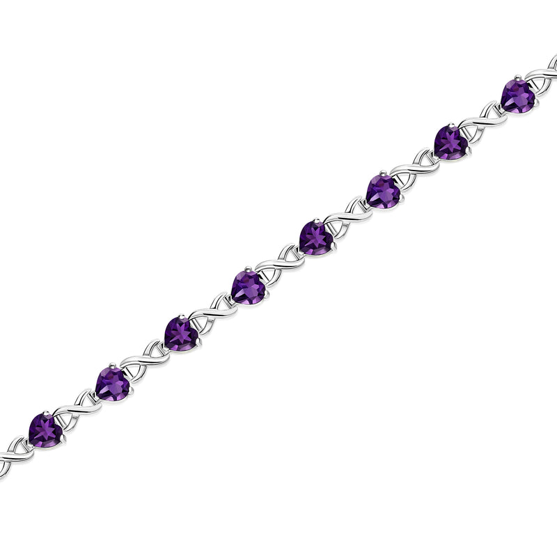 Sterling Silver Amethyst Heart Multi-Stone Bracelet